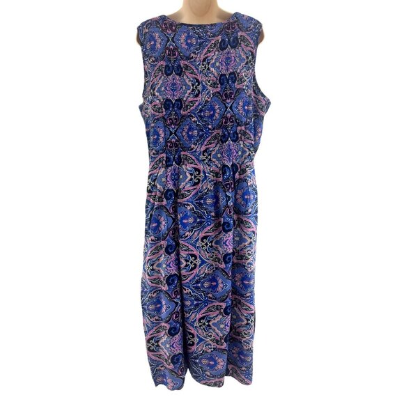 Croft & Barrow Paisley Print Smocked Bodice Midi Maxi Dress Size 2X 20 22 Plus - Picture 3 of 7